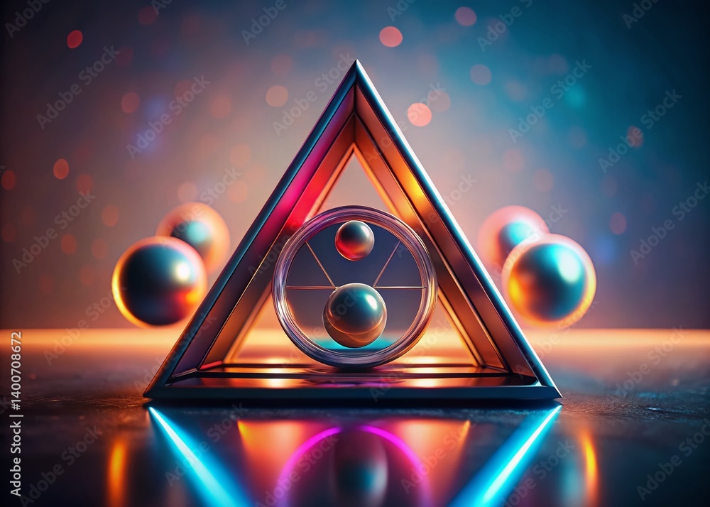 Poster abstract geometric shapes: triangle with encompassing circles - high depth of field stock photo