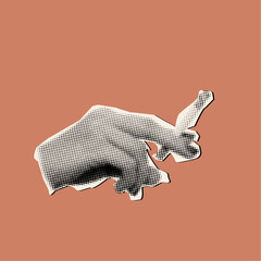 Halftone female hand holding cigarette