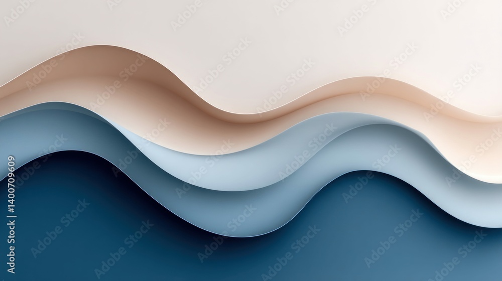 Poster a beautiful abstract design features layered waves of different colors, creating a modern feel.