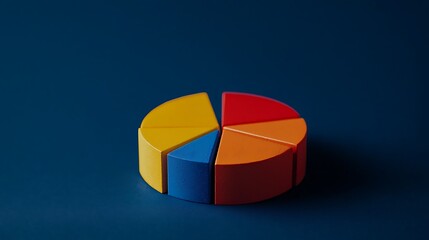 Obraz premium A colorful pie chart made with wooden separate segments