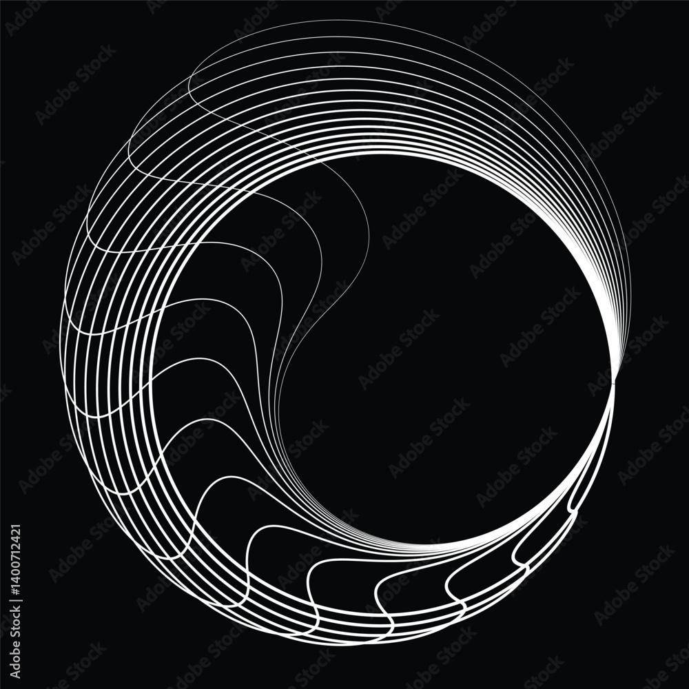 Fototapete lines in circle form . rotate rounded shape vector illustration .rotating circles form a ring.rotati