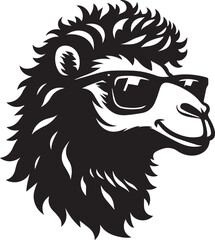 Obraz premium black camel head clipart Silhouette, camel head illustration, camel head with sunglass silhouette vector isolated on white background