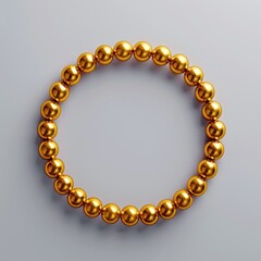 Fototapeta premium Golden Beaded Bracelet Circle Against a Light Gray Background