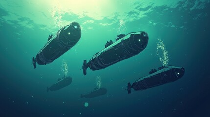 Fototapeta premium The cutting-edge technology of autonomous underwater vehicles in the ocean depths