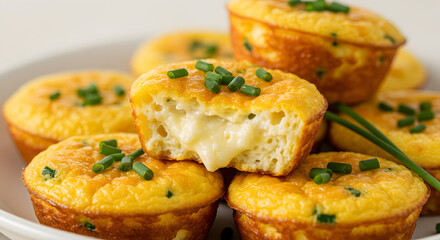 Delicious Keto Egg Bites With Cheese And Fresh Chives High Resolution