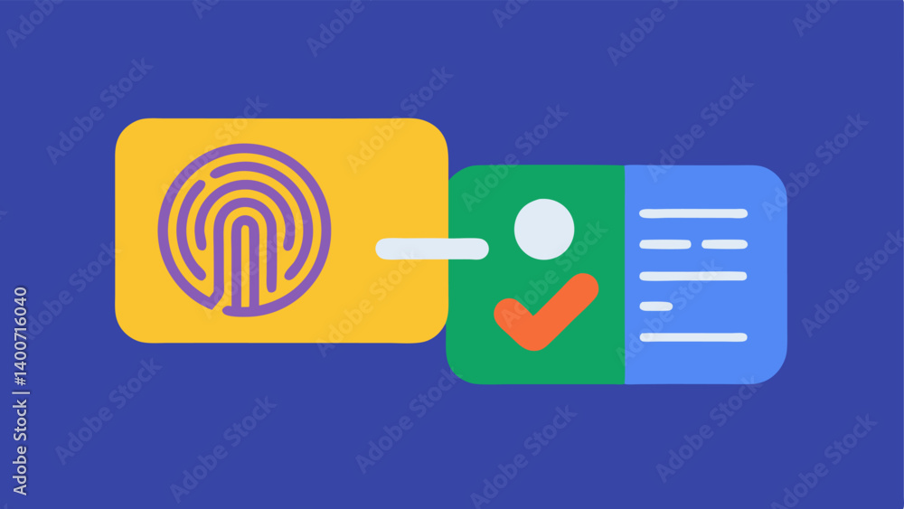 Poster multifactor biometric authentication an illustration showing a split screen with different biometric