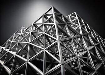 Abstract Black and White Geometric Lattice 3D Render Aerial View