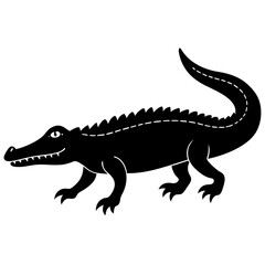 Fototapeta premium crocodile walking vector art silhouette