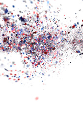 Confetti - A blue glitter confetti border with red and blue Confetti on white