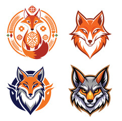 Fox silhouette set - isolated vector images of wild animals