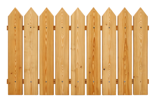 Section of Natural Cedar Wood Privacy Fence with Scalloped Top Design.