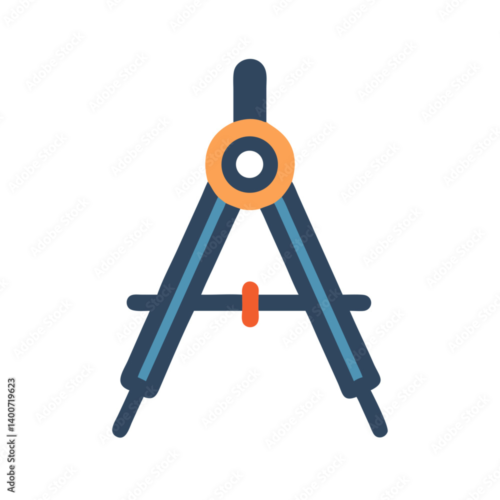 Poster architect compass drafting tool icon representing precision design and architectural planning