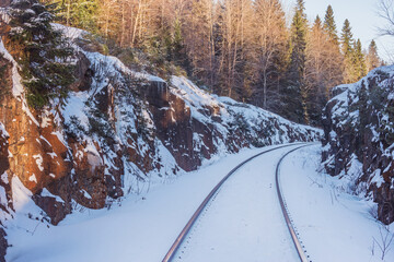 Railway line between the rocks.