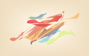 Minimalist Abstract Colorful Brush Strokes on Beige Background, Modern Artistic Design Element for Posters, Backgrounds, Web Templates, Decorative Layouts, or Creative Visual Projects