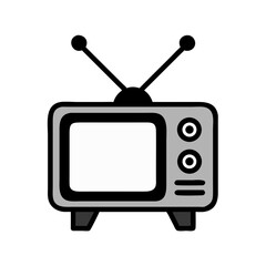 Classic Television with Antennas Icon Representing Vintage Media and Entertainment