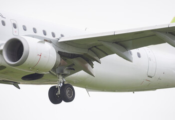 Modern passenger airplane taking off or landing at airport