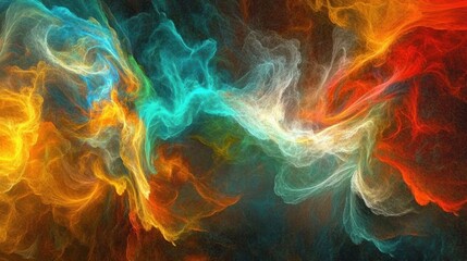 Fototapeta premium A vibrant abstract display of swirling, colorful nebulae.