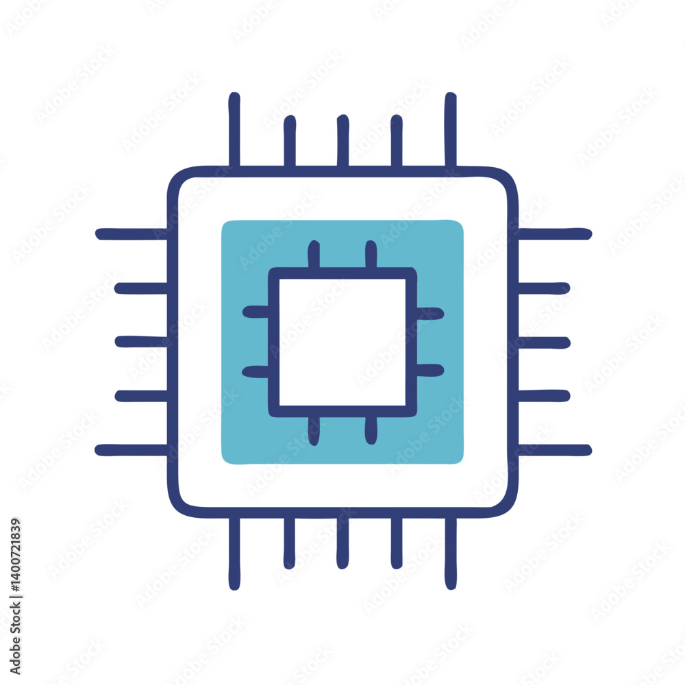 Poster CPU Processor Chip Icon Representing Computer Hardware and Data Processing