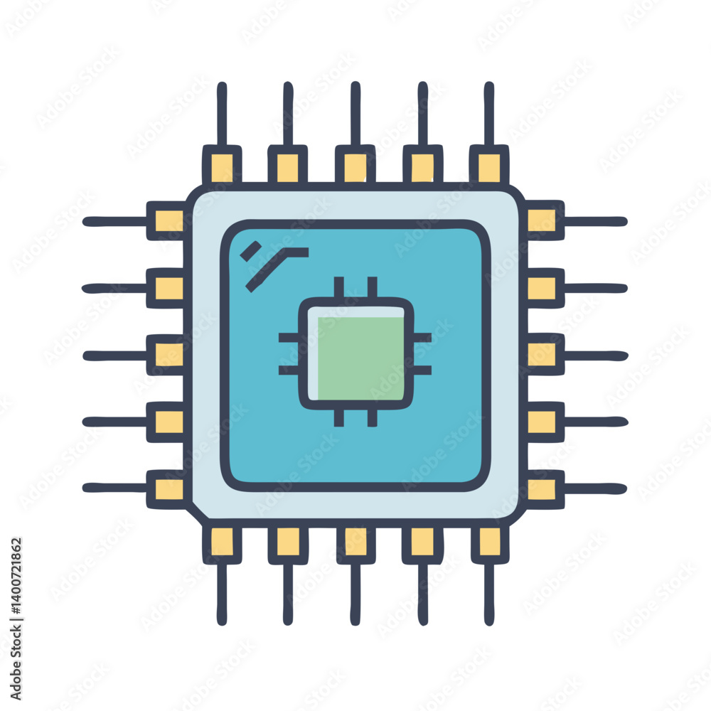 Poster CPU Processor Chip Icon Representing Computer Hardware and Data Processing