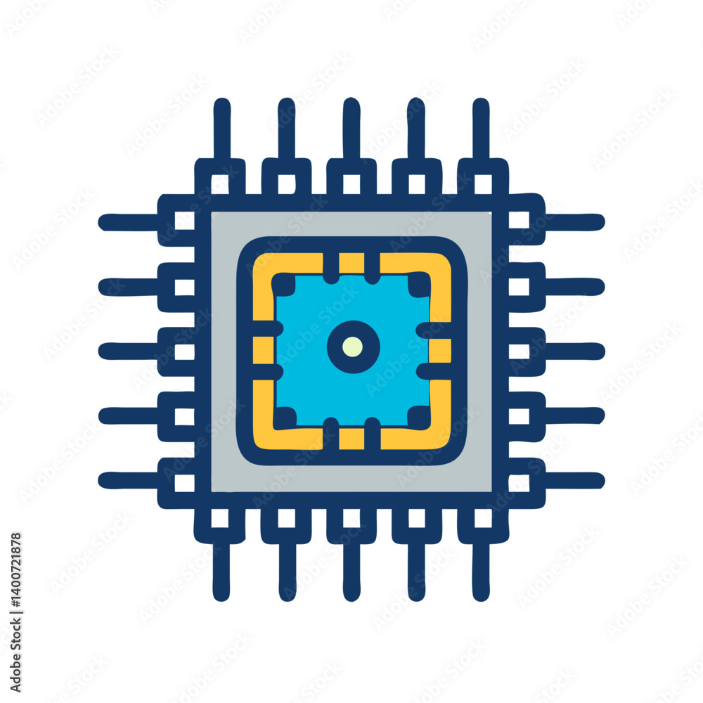 Poster CPU Processor Chip Icon Representing Computer Hardware and Data Processing