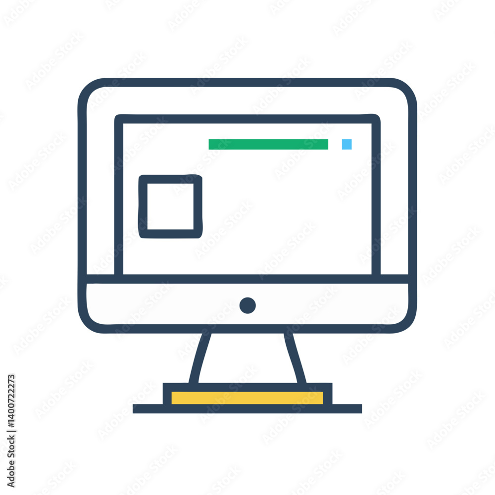 Fototapete Desktop Computer Monitor Icon Representing Screen Display and Computing