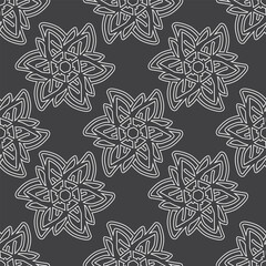 seamless flowers  geometric design black background