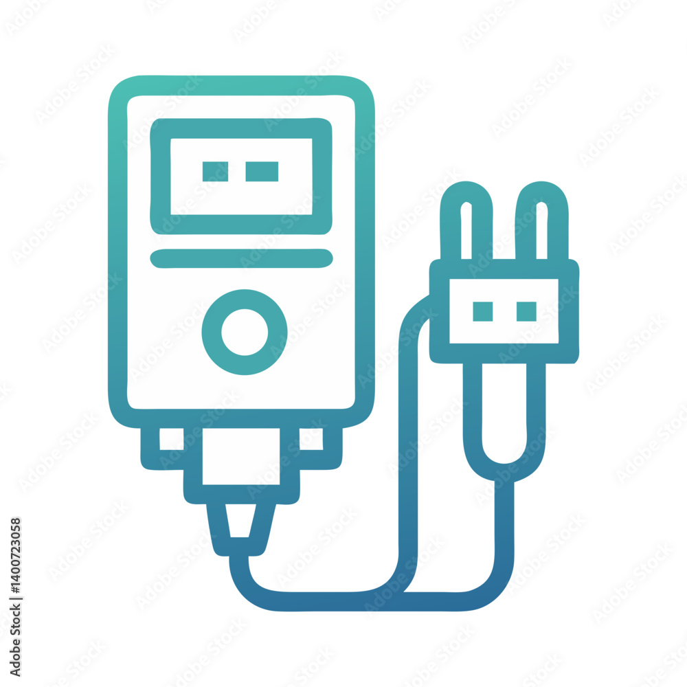 Fototapete external hard drive with usb cable icon representing portable data storage and file transfer