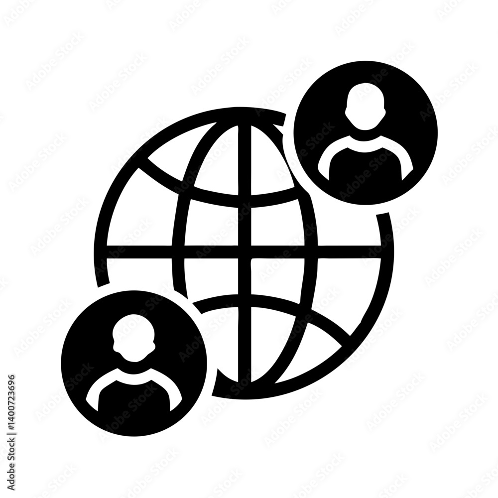 Poster Global Network with User Icon Representing Connectivity and Online Communication
