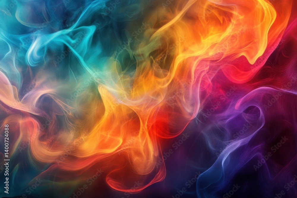 Poster colorful swirls of light dance across a dark background creating an abstract composition