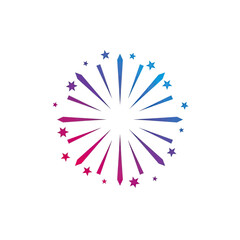 Obraz premium Festive Burst of Color: Abstract representation of fireworks bursting with vibrant energy. An explosion of colors in a celebratory display of lights.