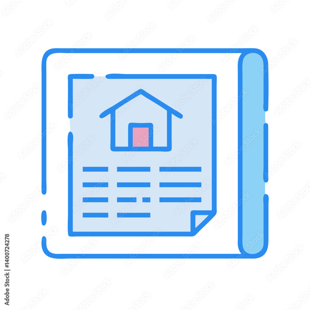 Poster house floorplan blueprint with ruler icon representing architectural design and construction plannin