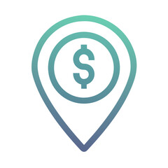 Fototapeta premium Location Pin with Dollar Symbol Icon Representing Property Investment and Financial Location