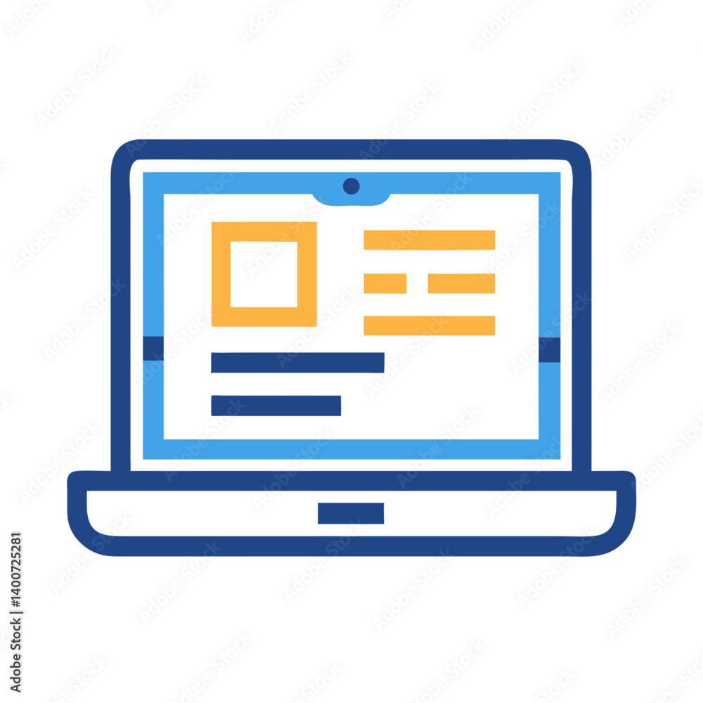 Poster open laptop icon representing technology, computing, and digital work