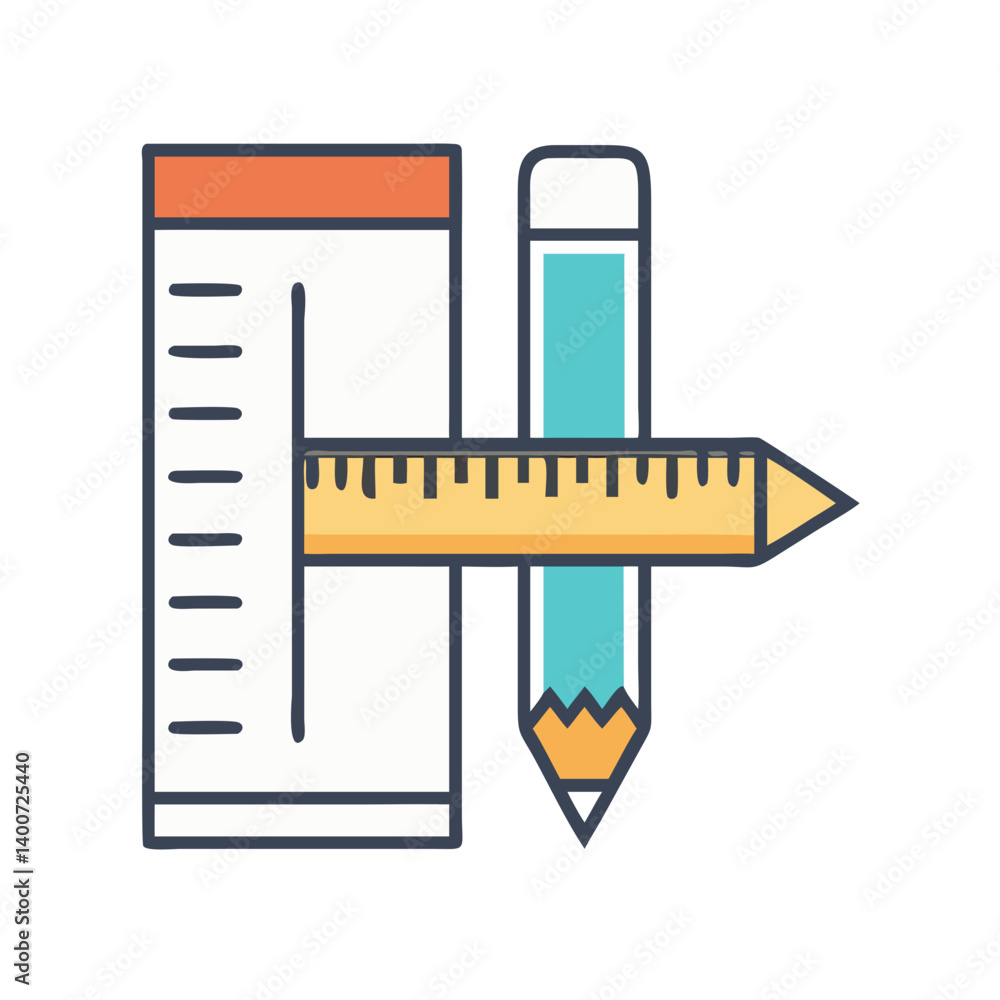Fototapete pencil and ruler icon representing design tools and measurement instruments