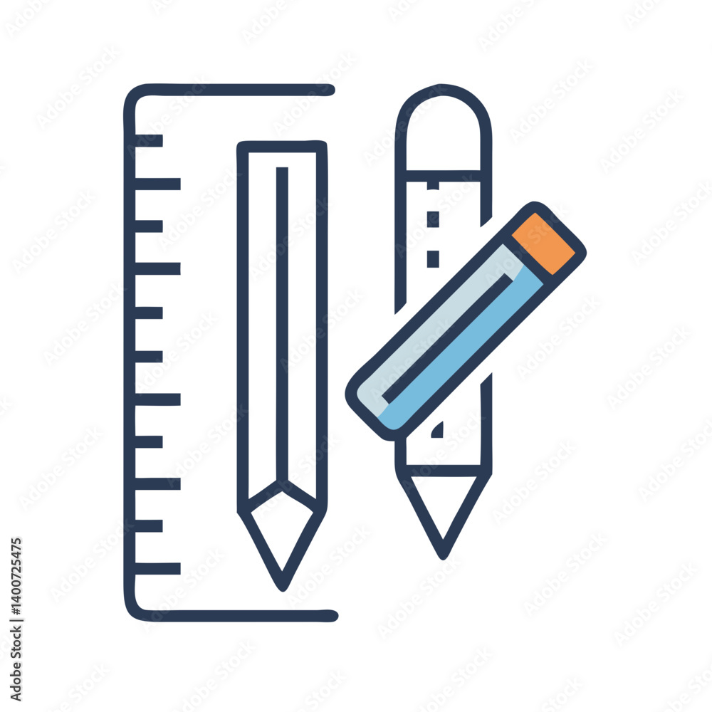 Fototapete pencil and ruler icon representing design tools and measurement instruments
