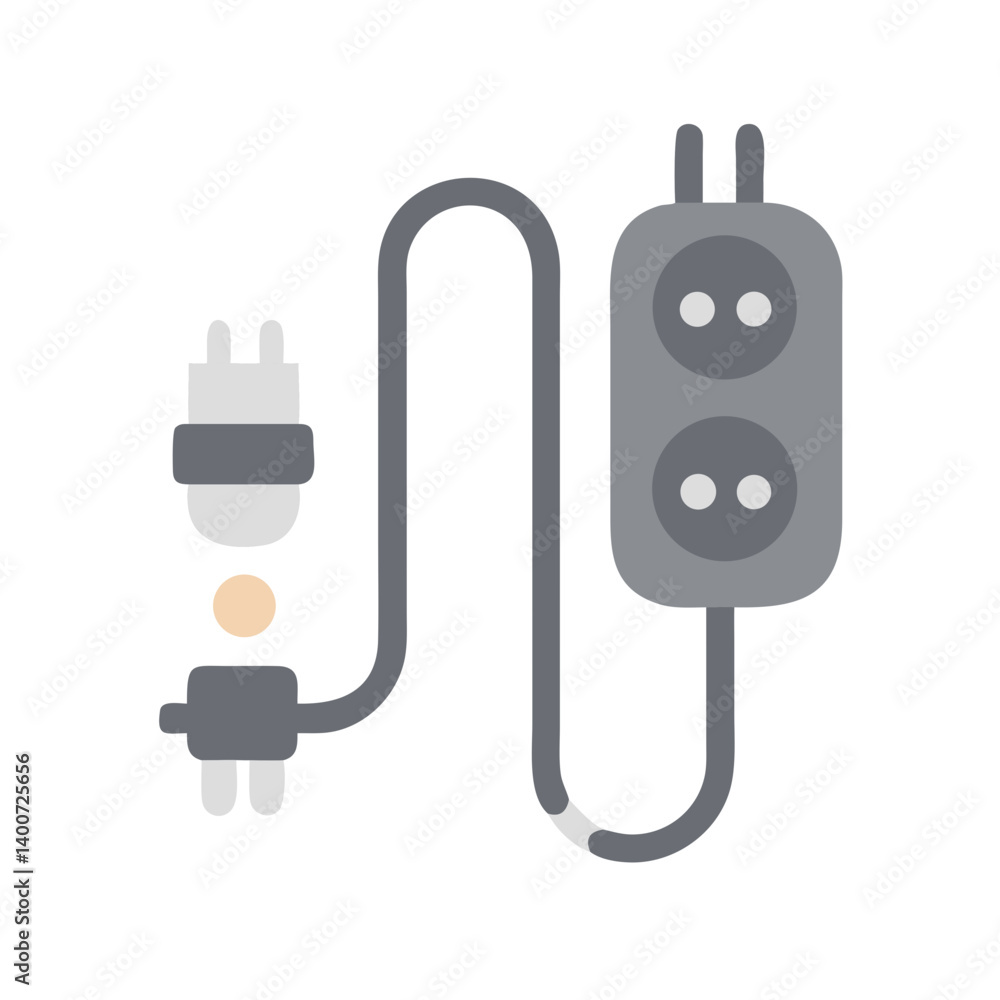 Poster power extension cord icon representing electrical connectivity and multiple outlet access