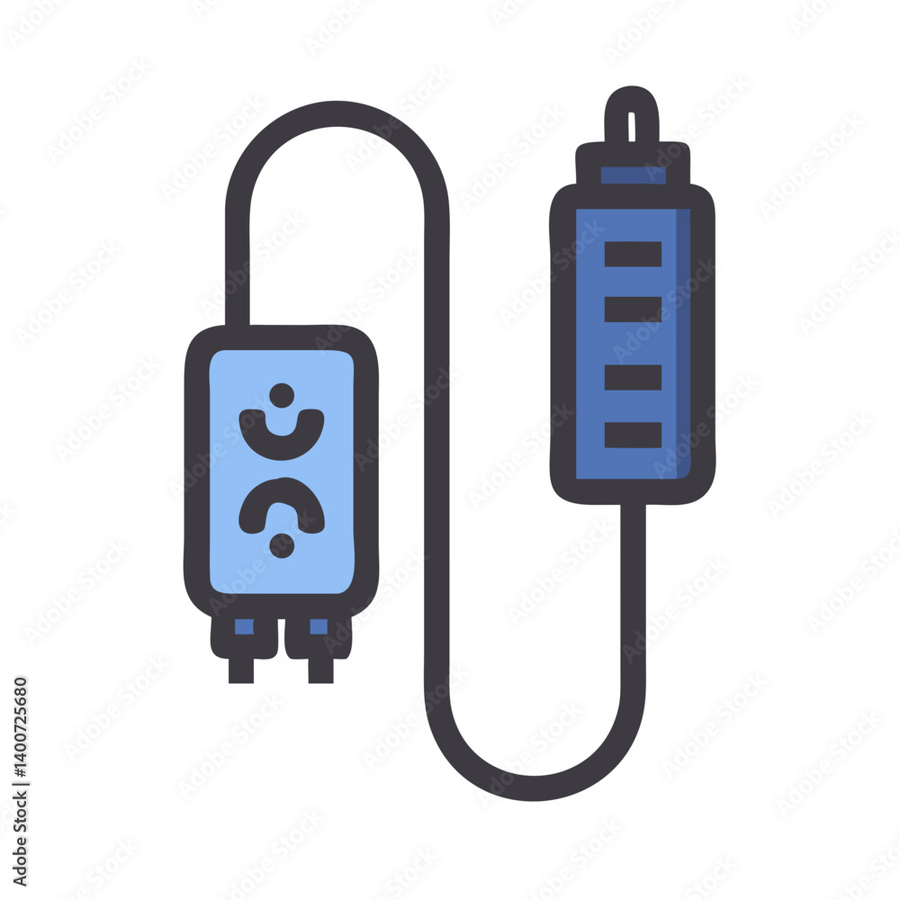 Poster power extension cord icon representing electrical connectivity and multiple outlet access