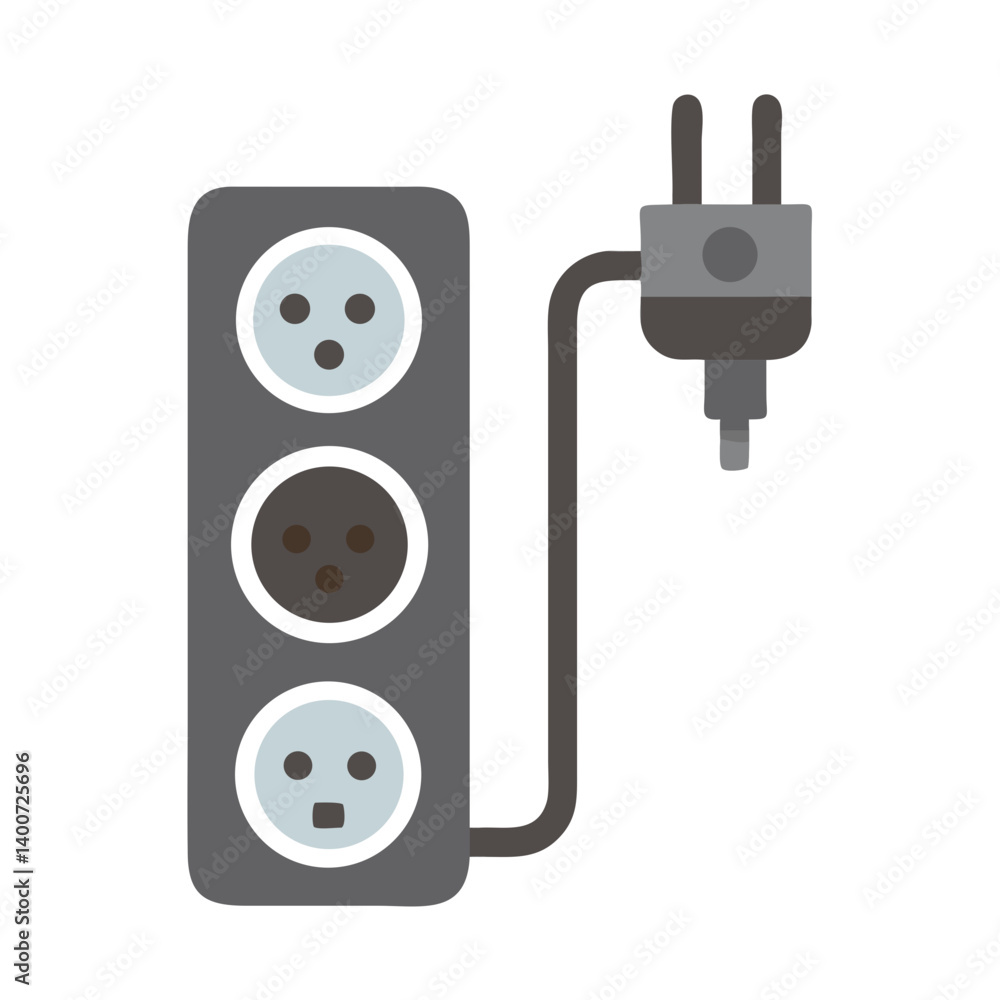 Poster power extension cord icon representing electrical connectivity and multiple outlet access