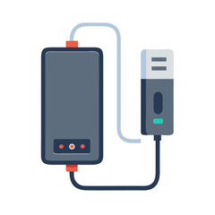 Power Bank Charger Icon with USB Cable Representing Portable Charging and Power Supply