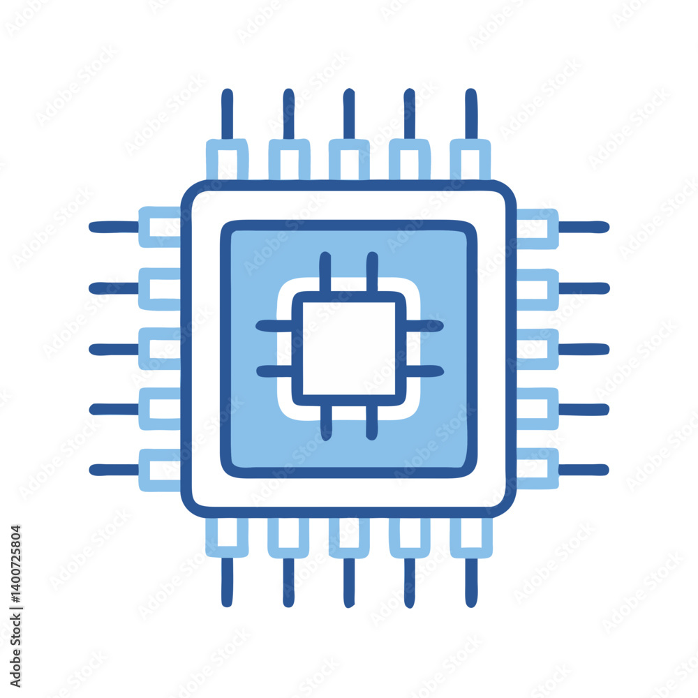 Poster Processor Chip with Circuit Icon Representing Computer Hardware and Data Processing Unit