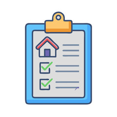 Real Estate Property Checklist on Clipboard Icon Representing Property Inspection and Management Tasks