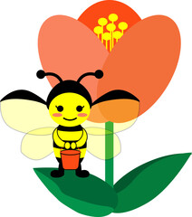 꽃에 서 있는 노란색 꿀벌