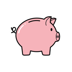 Obraz premium Financial Piggy Bank: A simple, clean illustration of a pink piggy bank, symbolizing savings, investment, and financial security.