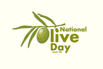 national olive day june 1st banner with hand drawn standing olive branch