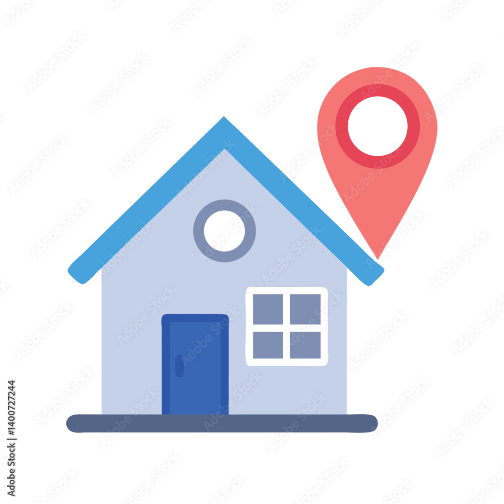 Poster Residential House Location Icon Representing Home Address and Property Mapping