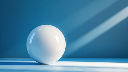 White sphere on blue background