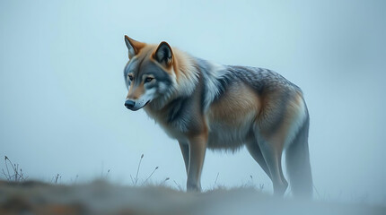 Obraz premium magnificent dire wolf in its habitat, extinct animal, wildlife photography, created by generative ai