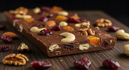 Homemade Vegan Chocolate Bars With Nuts And Dried Fruits Photography