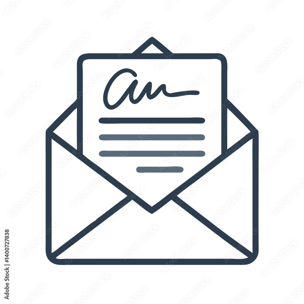 Poster signed letter in envelope icon representing official mail and document communication