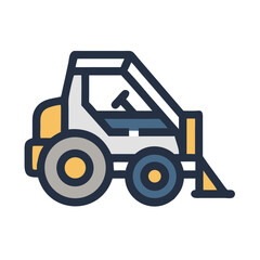 Naklejka premium Skid Steer Loader Machine Icon Representing Compact Construction Equipment and Earthmoving Tool